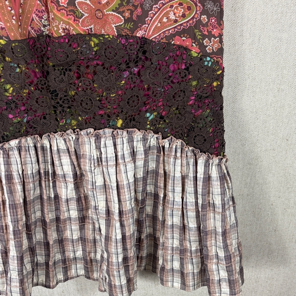 Sundance > Silk Paisley and Plaid Maxi Skirt XSP - Picture 2 of 4